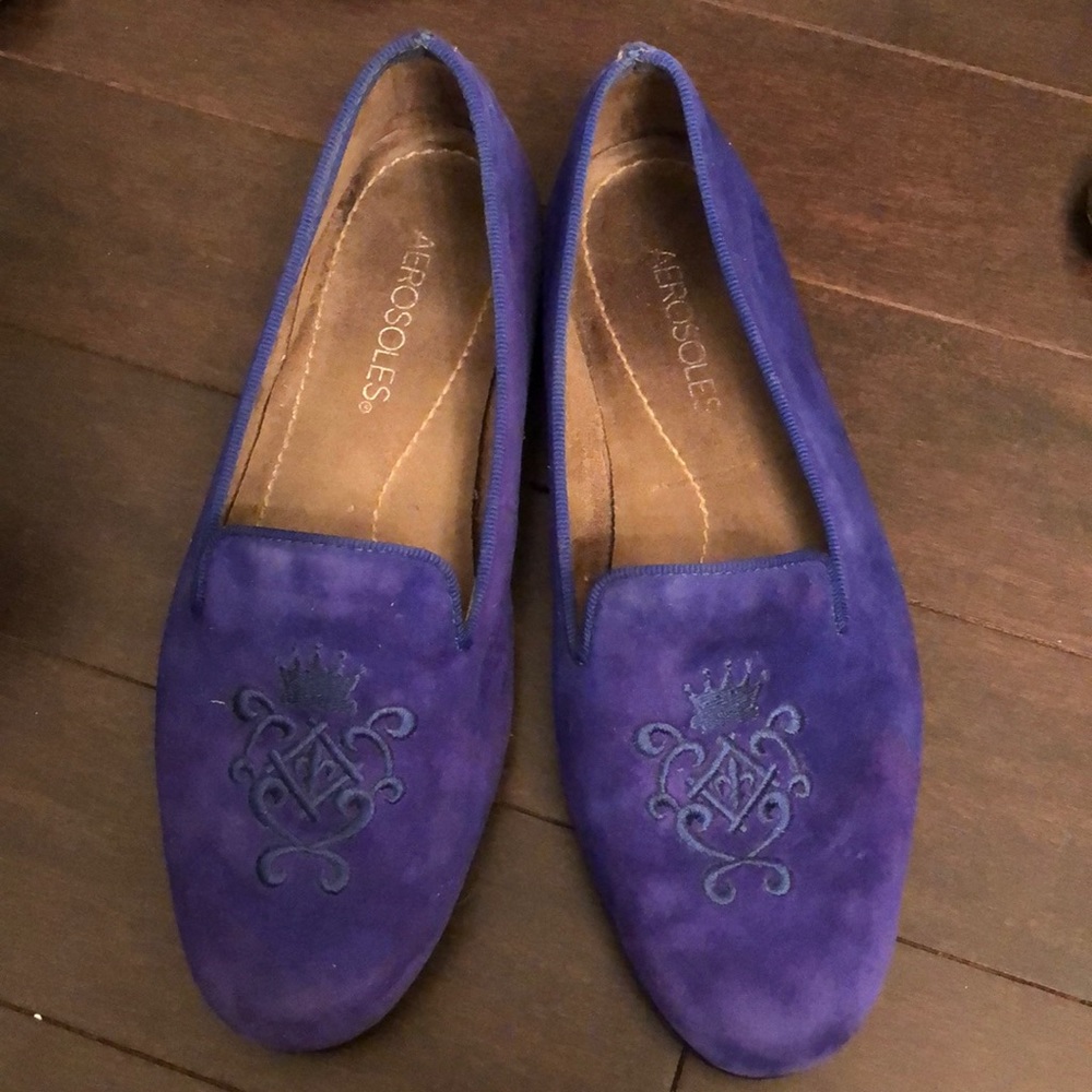Aerosole Blue Suede Loafer with Crest